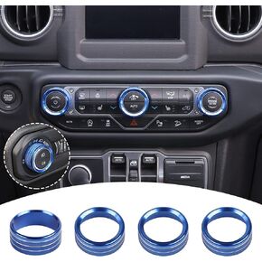 JeCar Air Conditioner Switch Knob Cover & Headlight Knob Cover Aluminum Alloy AC Button Trims Compatible with Jeep Wrangler 2018-2023 JL JLU & 2020-2023 Gladiator JT with Specific Dial Panel, Red