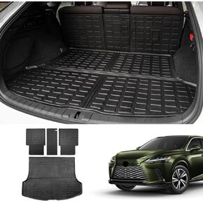 Floor Mats Compatible with 2023-2024 Lexus RX350 RX350H RX500H Trunk Mat Cargo Liner All Weather Back Seat Cover Protector 2023 RX350 Accessories (2023-2024,Trunk Mat+Backrest Mat+Floor Mats)