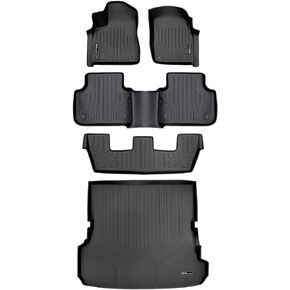 SMARTLINER Custom Fit Floor Mats 3 Rows and Cargo Liner Behind 2nd Row Set Black for 2017-2022 Audi Q7 - All Models