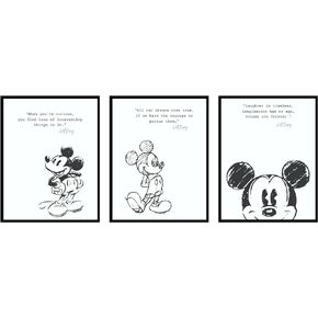 BigWig Prints Mickey Mouse Bedroom Decor - Mickey Mouse Quotes, Mickey Mouse Wall Decor, Mickey Mouse Poster, Vintage Mickey Mouse Prints - 3 Pack (8x10) Unframed