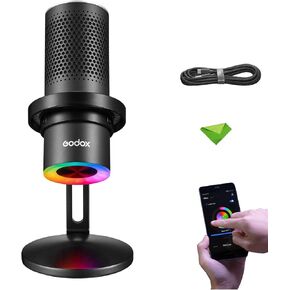 Godox EM68X RGB USB Condenser Microphone, Bidirectional, Stereo, Omnidirectional, Adjustable, E-sports, Cardioid, Podcasting, Recording, Streaming, Gaming
