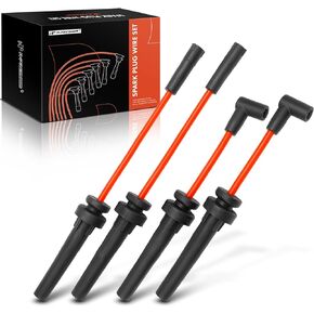 A-Premium Ignition Spark Plug Wires Set of 4 Compatible with Dodge Neon 2003-2005 & Chrysler PT Cruiser 2003-2007 & Abarth 1300 1967-1967, 1.3L 2.4L