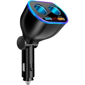 Car Charger Cigarette Lighter Splitter Adapter,120W QC3.0 Dual USB Car Charger with LED Voltmeter 12/24V Sockets Splitter Cigarette Lighter USB Charger Fast Charging for Phone Tablets GPS Dash Cam
