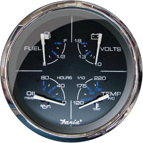 Faria Beede 33762 Multifunction 5" Gauge Fuel/Oil PSI/Water Temp/Voltmeter - Chesapeake, Black SS