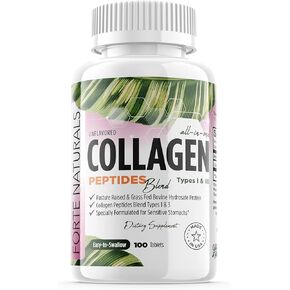 Collagen Peptide Pills - Keto-Friendly Organic Protein Supplements for Healthy Hair, Skin, and Nails - 100 Tablets for Enhanced Beauty and Vitality