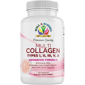 Multi Premium Collagen Supplements for Women with Vitamin C, E -Tighten Skin, Reduce Wrinkles, Strong Nails, Joints & Hair Growth - Anti Aging Skin Care Supplements for Women -90 Capsules in Saudi Arabia