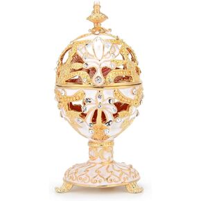 QIFU Easter Egg Style Decorative Enameled Trinket Box with Hinged, Classic Russian Collectibles, Unique Easter Day Gift