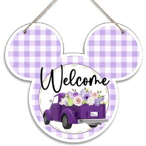 علامات ترحيب الربيع علامات إكليل الربيع الأرجواني شاحنة إكليل علامة الربيع شاحنة علامة ريفي جدار ديكور مزرعة الخشب لوحة معلقة للمنزل مزرعة المنزل 14.2 × 11.8 بوصة LH170 in Kuwait