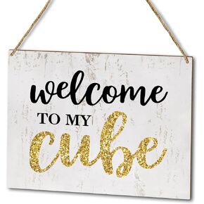 Home Decor Wood Plaque Sign Wall Hanging, Welcome to My Cube, Gift for Coworker, Office Decor Door Wooden Hanging Sign (1pc), Holiday Art Gift for Farmhouse Cubicle Porch Hallway Garden -37