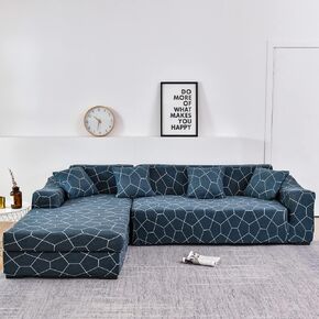 LiveGo L Shape Sofa Cover Sectional Couch Slipcover 2 Piece Stretchy Elastic 3 Seater Chaise Sofa Furniture Protector Slip Covers with 4pcs Pillowcases for Living Room Pets Kids