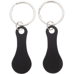 2Pcs Black Stainless Steel Shopping Trolley Token, Metal Coin Holder Couple Key Chain DIY Shopping Cart Token, Wine Bottle Opener Bag Pendant,Office Furniture and Accessories