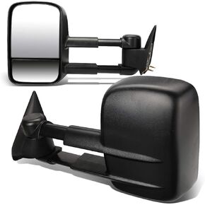 DNA Motoring TWM-022-T222-BK-L Black Manual Non-Heated Telescopic Towing Mirror Left Side Compatible With 88-02 C3500 / 88-00 K3500