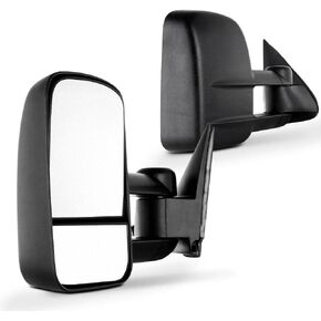 SCITOO Towing Mirrors Fit for 1988-1998 for Chevy for GMC C/K 1500 2500 3500 Power Adjusted Black Tow Mirror Manual Folding Manual Telescoping