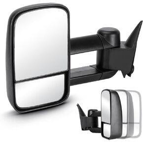 Pair of Towing Mirrors Fit for Chevy GMC 02-2006 Avalanche 1500 2500, 99-2004 Silverado 1500, 00-2006 Suburban 1500 2500, 01-06 Sierra 2500 3500 HD Yukon Tahoe，with Manual Folding/Telescoping
