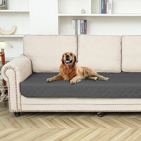 fuguitex Waterproof Dog Blanket Faux Pu Leather Couch Cover Non-Slip Sofa Cover for Sectional Couch Protector Cat(30 * 97,Grey)