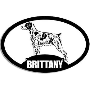 Oval Brittany Silhouette Sticker (Dog Spaniel Bird Breed Vinyl Decal for car Truck)