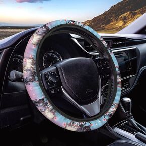 Mushroom Auto Steering Wheel Cover,15 Inch,Daisy Butterfly Dragonfly Car Steering Wheel Wrap Cushion Anti Slip Washable Automotive Decor Accessory for Women Men,Universal Fit