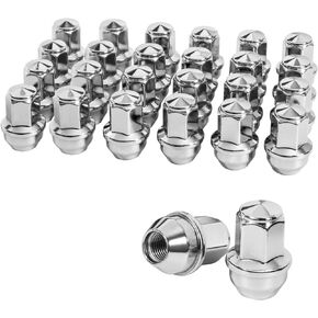 24pcs M14x1.5 Lug Nuts - Compatible with 2015-2023 Ford F150, Expedition, Lincoln Navigator, 2017-2023 Tesla Model 3 One-Piece Design Factory Chrome Wheel Nut Set