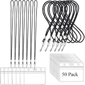 HOSL 100 Pcs Clear Plastic Vertical Name Tag Badge Holders Fit Card Size 2.62X3.75 Bulk ID Card Holders Id Badge Holders Name Badge Case Badge Cover Badge Sleeves(Vertical 100pcs)