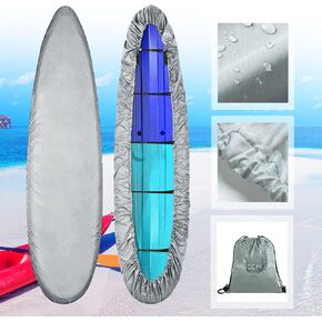 100% Waterproof 15 ft 16 ft Kayak Cover Accessories, Thickened Canoe Cover with 5 Straps for Heavy Wind, Dust & UV Protection SUP Paddle Board Cover for Indoor/Outdoor Storage 14.7-16 ft