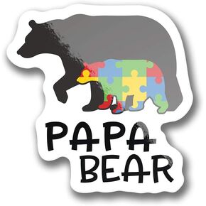 Autism Papa Bear Vinyl Decal Sticker - Car Truck Van SUV Window Wall Cup Laptop - 5 Inch Decal - MKS1454