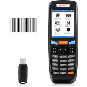 ماسح ضوئي للمخزون، عداد جامع JRHC 2.4G لاسلكي 1D ماسح باركود ليزر مسافة نقل طويلة متعدد الوظائف 2.8 بوصة شاشة LCD متجر ماسح ضوئي للمخزون والمكتبة والمتجر