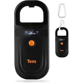 Tera Pet Microchip Reader Scanner RFID Portable Animal Chip ID Scanner with OLED Display Screen Rechargeable Data Storage Tag Scanner Supports EMID FDX-B(ISO11784/85) for Dog Pig Animal Management H01