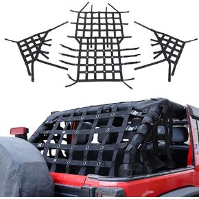 New Black Trail Cargo Net Cargo Restraint System Net Compatible with for 2007-2018 Jeep Wrangler JK 4 Door