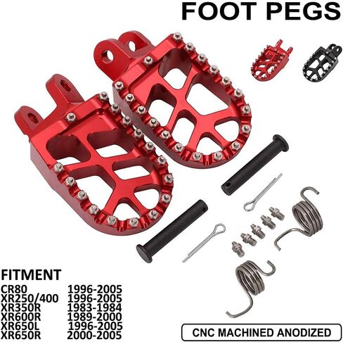 مساند دواسات أوتاد قدم واسعة من Billet MX - لـ CR80 96-05 XR250 XR400 96-05 XR350R 83-84 XR600R 89-00 XR650L 96-16 XR650R 00-05 أحمر in Kuwait