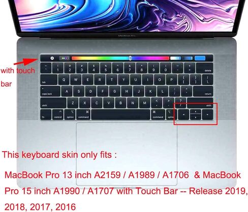 غطاء لوحة مفاتيح باللغة الإنجليزية من السيليكون الناعم متوافق مع أجهزة MacBook Pro مقاس 13 بوصة و15 بوصة مع موديلات Touch Bar: A2159 / A1989 / A1990 / A1706/ A1707 - إصدار 2019 2018 2017 2016 - وردي فاتح in Kuwait