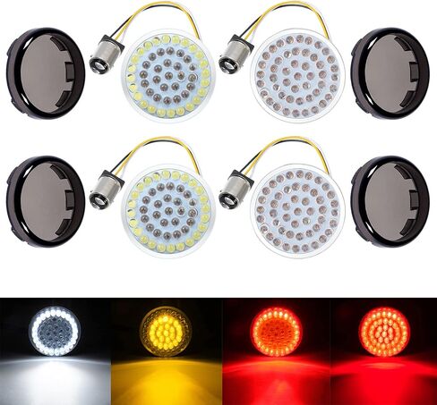 PBYMT 1157 مصباح إشارة الانعطاف LED، ضوء تشغيل أمامي خلفي، غطاء عدسة دخان رصاصة 2 بوصة متوافق مع Harley Dyna Touring Electra Glide Street Glide Road King Roag Glide 1997-2024 in Saudi Arabia