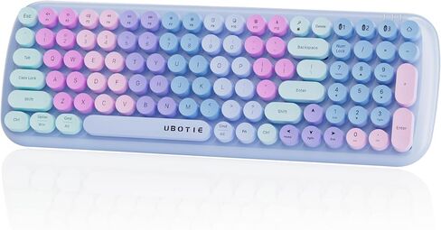لوحات مفاتيح بلوتوث ملونة من UBOTIE، 100 مفتاح لاسلكي بألوان قوس قزح متدرجة اللون ولوحة مفاتيح مرنة للكمبيوتر اللوحي والهواتف المحمولة والكمبيوتر الشخصي (أرجواني ملون جديد) in Kuwait