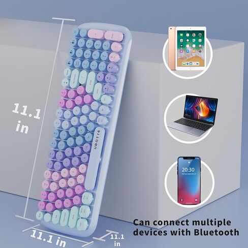 لوحات مفاتيح بلوتوث ملونة من UBOTIE، 100 مفتاح لاسلكي بألوان قوس قزح متدرجة اللون ولوحة مفاتيح مرنة للكمبيوتر اللوحي والهواتف المحمولة والكمبيوتر الشخصي (أرجواني ملون جديد) in Kuwait