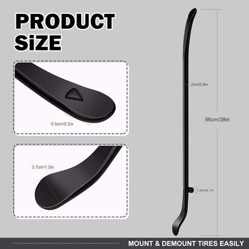 قطعتان من قضيب الإطارات، مكواة الإطارات، 34645 حامل الإطارات وحديد الفك، أداة إزالة تغيير الإطارات بدون أنابيب، شريط الإطارات لصيانة السيارات، 38 بوصة × 4/5 بوصة، أسود، للشاحنات والسيارات والمقطورات والحافلات والمزيد. in Kuwait