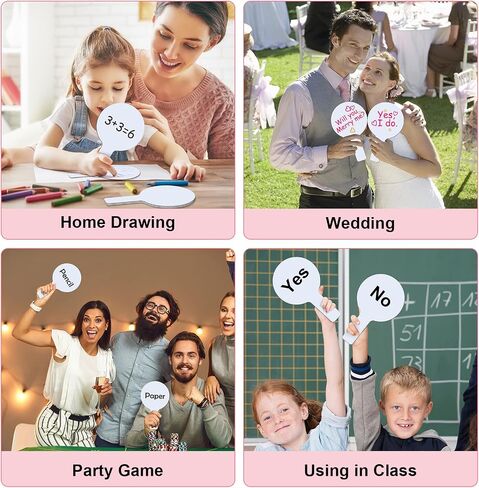 Zhehao 12 Pieces Dry Erase Answer Paddles Bulk DIY Christmas Paddles for Games Double Sided Mini Handheld Dry Erase Answer Board Auction for Christmas Games Party in Saudi Arabia