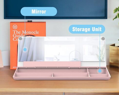Small Glass Desk Whiteboard with Mirror,Mifuro Dry Erase White Board with Storage Unit, Computer Keyboard Stand, Desktop Organizers for Office, Home and School Accessories Supplies (Pink) in Saudi Arabia