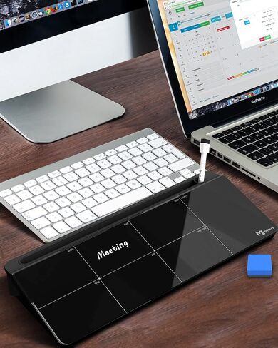 Small Glass Desk Whiteboard with Mirror,Mifuro Dry Erase White Board with Storage Unit, Computer Keyboard Stand, Desktop Organizers for Office, Home and School Accessories Supplies (Pink) in Kuwait