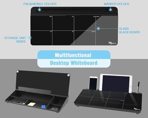 Small Glass Desk Whiteboard with Mirror,Mifuro Dry Erase White Board with Storage Unit, Computer Keyboard Stand, Desktop Organizers for Office, Home and School Accessories Supplies (Pink) in Kuwait