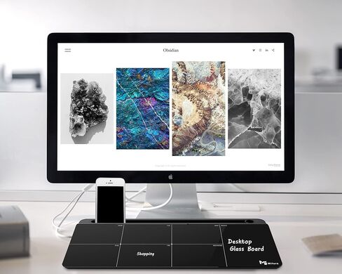 Small Glass Desk Whiteboard with Mirror,Mifuro Dry Erase White Board with Storage Unit, Computer Keyboard Stand, Desktop Organizers for Office, Home and School Accessories Supplies (Pink) in Kuwait