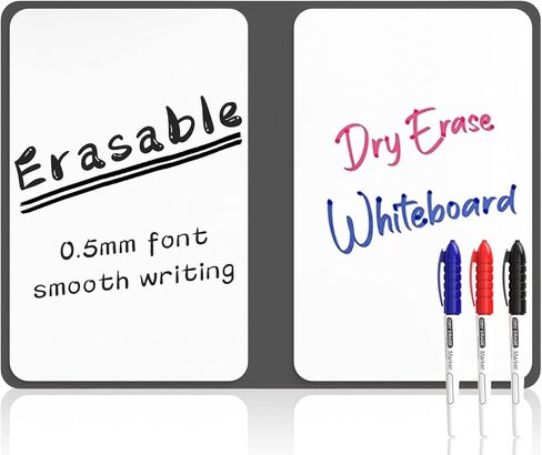 Whiteboard Notebook, Portable Dry Erase White Board, Erasable Reusable Whiteboard with 3 Color Marker Pens for Meeting, Business, Office, Home in Kuwait