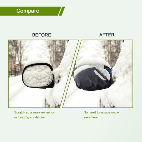 2 PCS Car Side Mirror Snow Covers with Drawstrings, 12.9In x 10.6In Waterproof Durable Oxford Vehicle Rear View Mirror Protective Accessories, Universal Winter Reflector Mirror Covers (Black) in Saudi Arabia