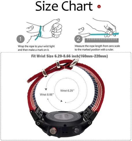 سوار ساعة 26 ملم لـ Garmin Fenix ​​6X Pro/Sapphire، حزام معصم من النايلون المنسوج بنمط العلم الأمريكي مع مشبك من الفولاذ المقاوم للصدأ لـ Garmin Fenix ​​5X/Fenix ​​5X Plus، Fenix ​​3، متعدد الألوان in Kuwait