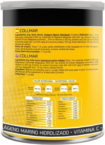 Drasanvi COLLMAR Hydrolyzed Collagen with Magnesium and Turmeric 300g Powder Vanilla Flavor - for Muscle Growth anda Gluten Free in Saudi Arabia