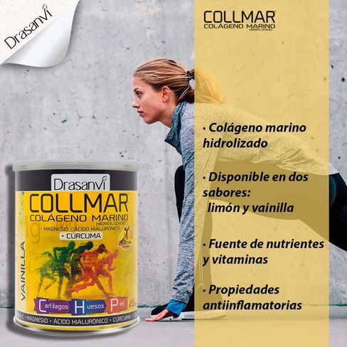 Drasanvi COLLMAR Hydrolyzed Collagen with Magnesium and Turmeric 300g Powder Vanilla Flavor - for Muscle Growth anda Gluten Free in Saudi Arabia