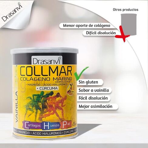 Drasanvi COLLMAR Hydrolyzed Collagen with Magnesium and Turmeric 300g Powder Vanilla Flavor - for Muscle Growth anda Gluten Free in Saudi Arabia