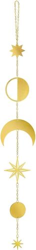 Dahey Moon المرحلة الجدار شنقا ديكور بوهو ستار جدار الفن أكاليل دورة معدنية زخرفة عمودي البوهيمي ديكور المنزل لغرفة النوم، غرفة المعيشة، شقة أو مسكن، الذهب in Kuwait
