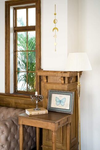 Dahey Moon المرحلة الجدار شنقا ديكور بوهو ستار جدار الفن أكاليل دورة معدنية زخرفة عمودي البوهيمي ديكور المنزل لغرفة النوم، غرفة المعيشة، شقة أو مسكن، الذهب in Kuwait