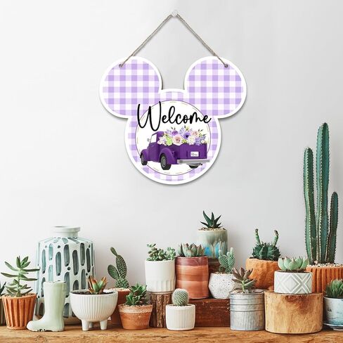 علامات ترحيب الربيع علامات إكليل الربيع الأرجواني شاحنة إكليل علامة الربيع شاحنة علامة ريفي جدار ديكور مزرعة الخشب لوحة معلقة للمنزل مزرعة المنزل 14.2 × 11.8 بوصة LH170 in Kuwait