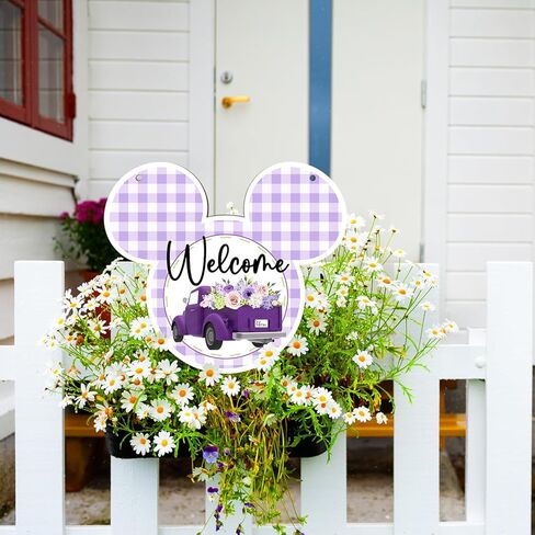 علامات ترحيب الربيع علامات إكليل الربيع الأرجواني شاحنة إكليل علامة الربيع شاحنة علامة ريفي جدار ديكور مزرعة الخشب لوحة معلقة للمنزل مزرعة المنزل 14.2 × 11.8 بوصة LH170 in Kuwait