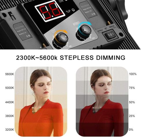 GVM 520LS LED Video Light with Tripod, 3200K-5600K Bi Color Photography Lighting Kit, Digital Display Brightness 10~100% Led Light Panel for YouTube, Studio in Saudi Arabia